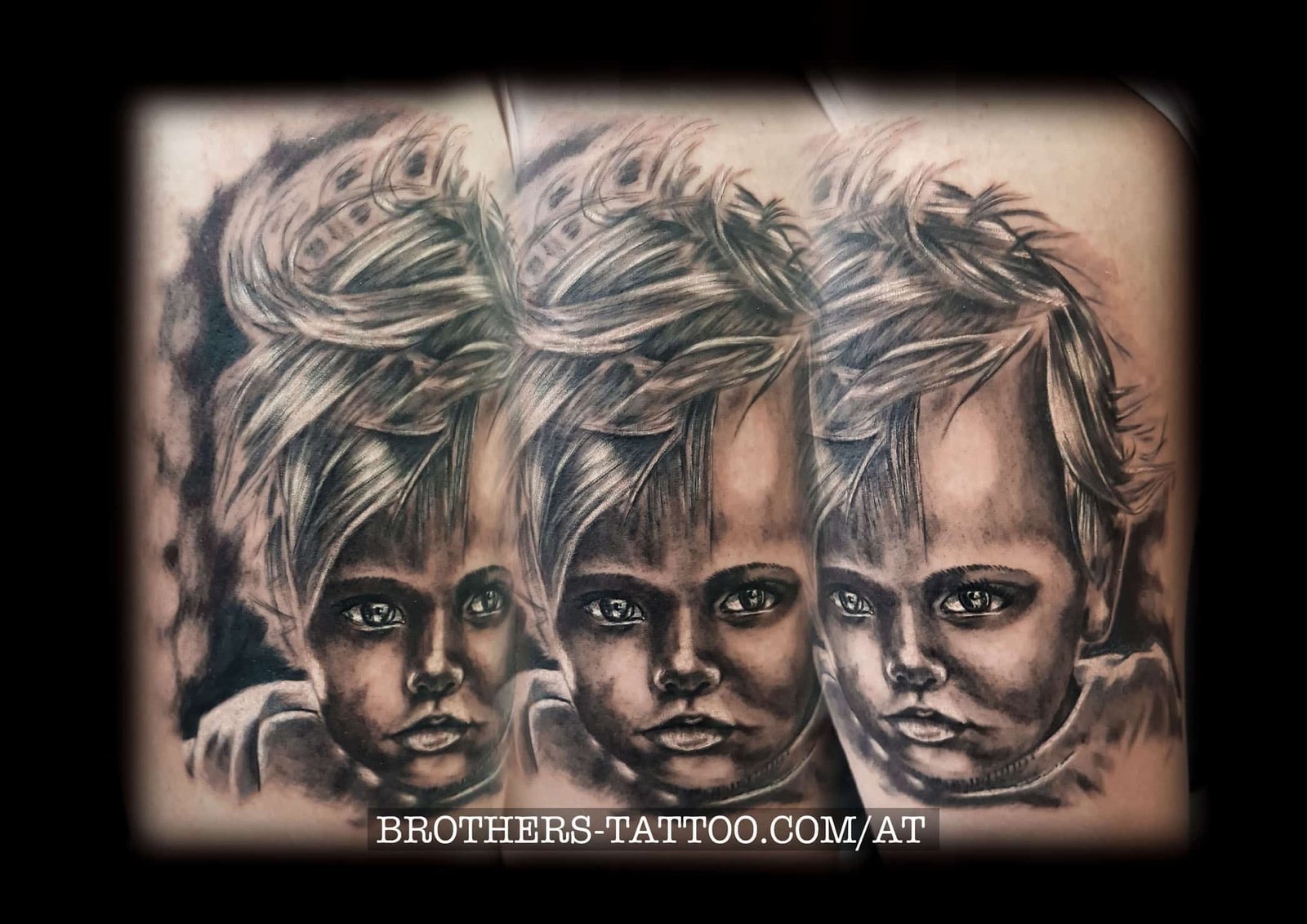 mother and son - Tattoo - grey wash tattoo